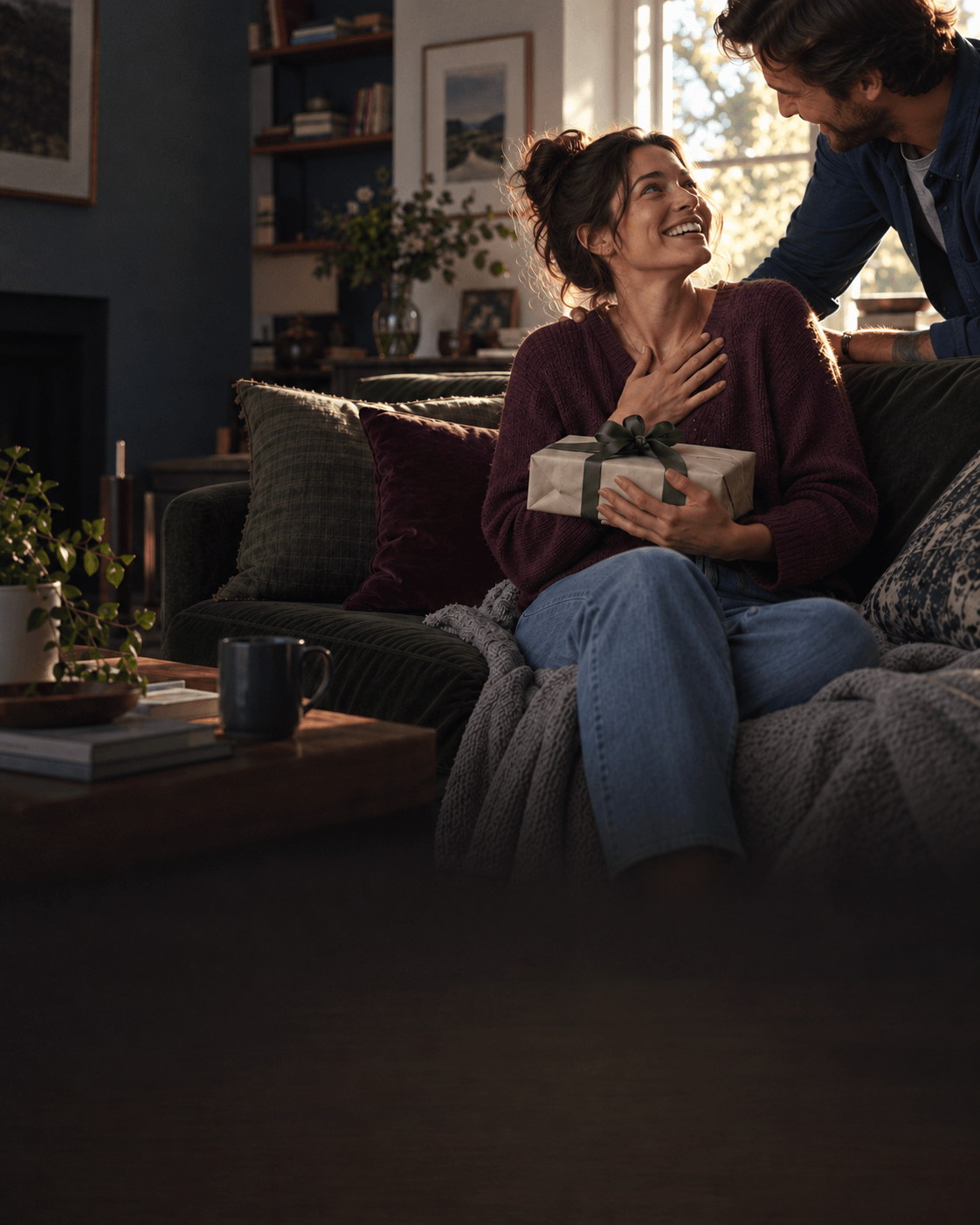Someone delighted by a surprise gift chosen just for them